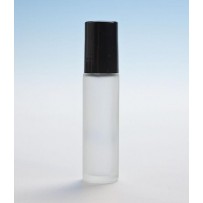 10ml Frosted Glass Roll-on Bottle with Black Cap
